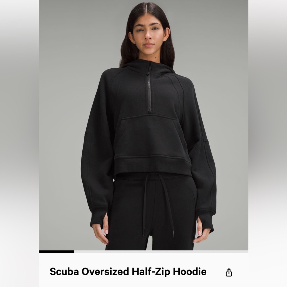 Lululemon Scuba Oversized Half Zip Hoodie, Black, Size XL XXL